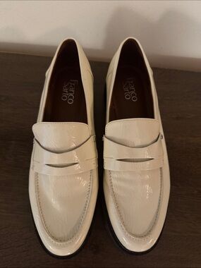 Franco Sarto Ivory Patent Leather Penny Loafers